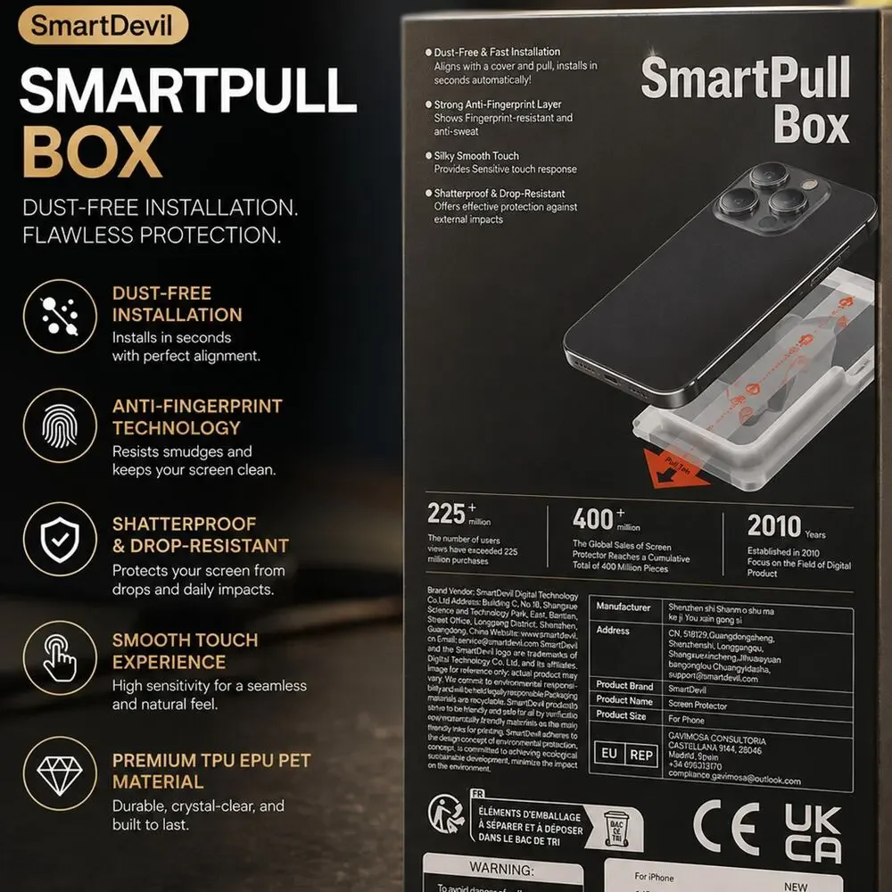 Lot 3 SmartDevil SmartPull Box Tempered Glass Screen Protector-iPhone 16 Pro Max